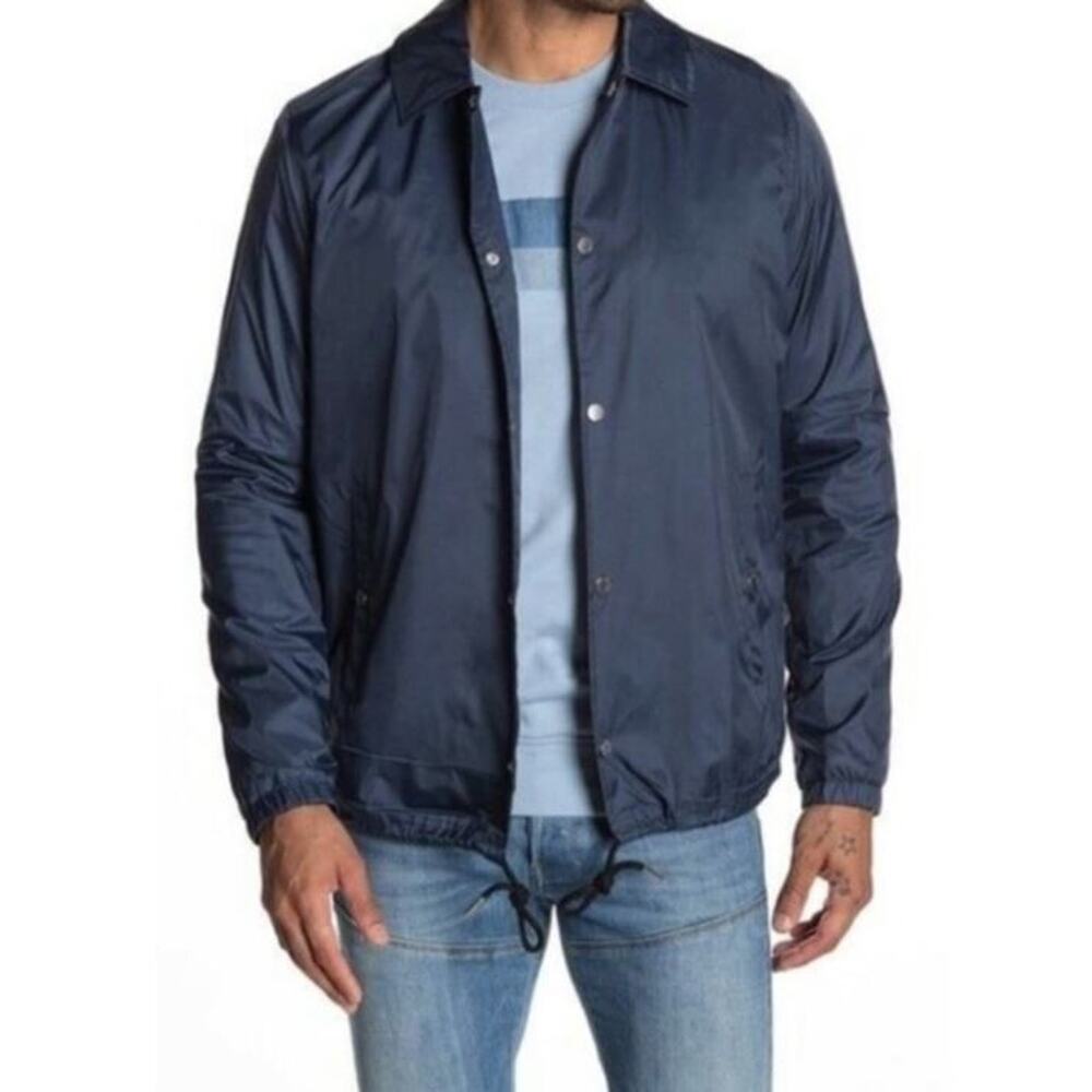 Slate & Stone‎ Men's Nylon Snap Closure Mesh Lined Coach Jacket in Navy XL